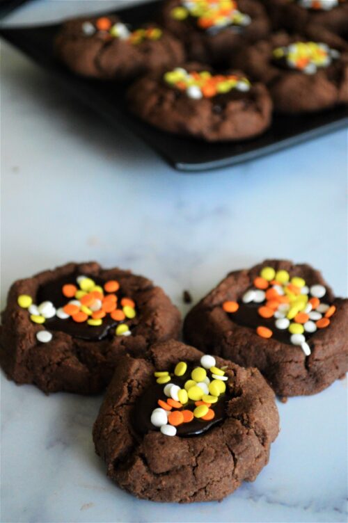 Halloween Chocolate Thumbprint Cookies