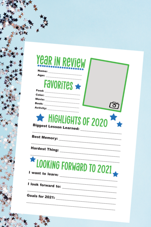 2020 Year In Review Printable For Kids